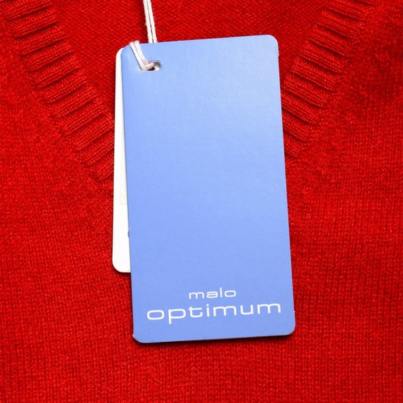 Malo Optimum Men's Brick Red 100% Cashmere V-Neck Pullover Sweater - Picture 5 of 6